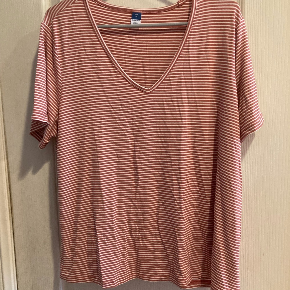 NWT OLD NAVY MAUVE STRIPED TEE XL